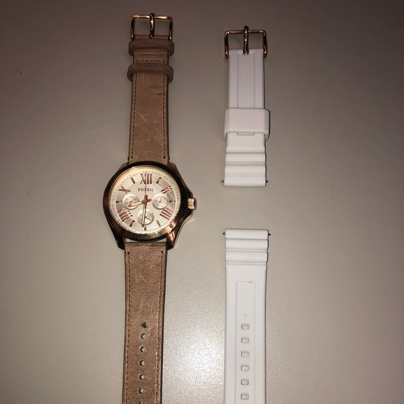 Cecile Multifunction Sand Leather Watch - Picture 2 of 5